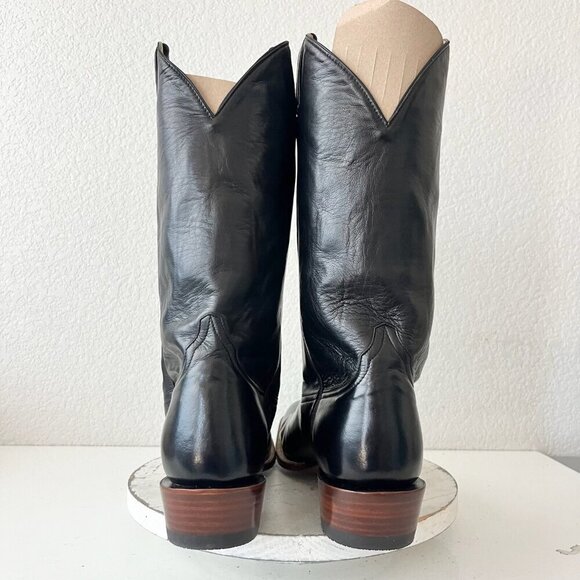 NEW Rod Patrick Mens Cowboy Boots 15.5AAAA Black Calf Leather Western Blunt Toe - Picture 3 of 13
